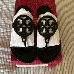 Tory Burch Miller Patent Black Sandal